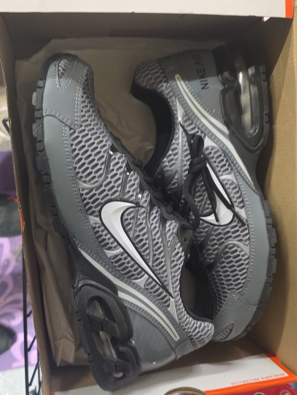 Nike Men’s Grey and White Athletic Running Shoes